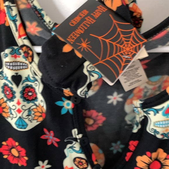 New Shosho colorful Day of The Dead Onesie with matching headband . Size M - Picture 2 of 6